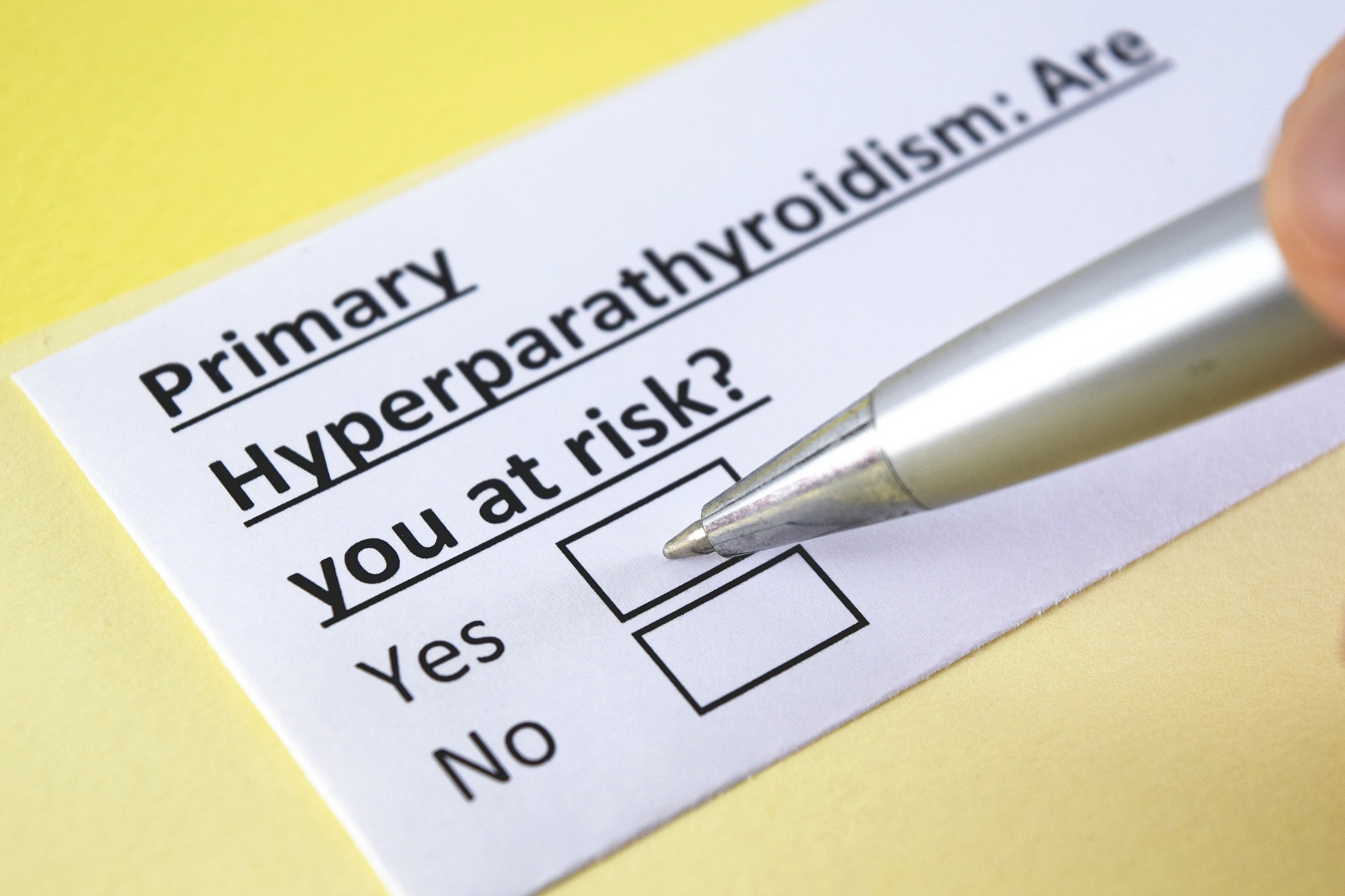 A checklist for primary hyperparathyroidism risk.